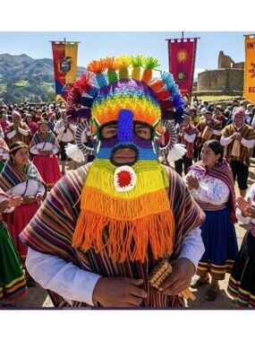 ⭐OZ Handmade Exotic Adult Mask Aya Diablo Huma Incas Ecuador Inti Raymi festival